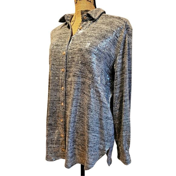 Anthropologie Hadley Relaxed Buttondown Shirt by Pilcro Shine Edition NWT, Sz S - Picture 2 of 9